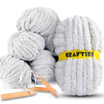 8 Rolls Chunky Chenille Yarn for Crocheting - Jumbo 7 Weight (27 yds, 8 oz Each Skein), Bulky Thick Crochet Knit Blanket Chunky Yarn for Hand Knitting with Giant Hook and Needles