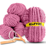 8 Rolls Chunky Chenille Yarn for Crocheting - Jumbo 7 Weight (27 yds, 8 oz Each Skein), Bulky Thick Crochet Knit Blanket Chunky Yarn for Hand Knitting with Giant Hook and Needles