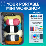 CRAFTISS Crochet Bag Yarn Storage - Christmas Gift - Durable Canvas Yarn Bag for Crochet Accessories – Backpack Organizer with Knitting Accessories Pockets and USB Cable