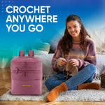 CRAFTISS Crochet Bag Yarn Storage - Christmas Gift - Durable Canvas Yarn Bag for Crochet Accessories – Backpack Organizer with Knitting Accessories Pockets and USB Cable