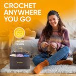 CRAFTISS Crochet Bag Yarn Storage - Christmas Gift - Durable Canvas Yarn Bag for Crochet Accessories - Organizer with Built-in Knitting Accessories Case