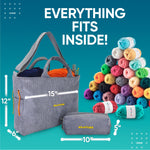 CRAFTISS Crochet Bag Yarn Storage - Christmas Gift - Durable Corduroy Yarn Bag for Crochet Accessories - Organizer with Knitting Accessories Case