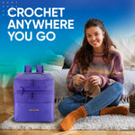 CRAFTISS Crochet Bag Yarn Storage - Christmas Gift - Durable Canvas Yarn Bag for Crochet Accessories – Backpack Organizer with Knitting Accessories Pockets and USB Cable