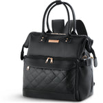 Black Yarn Storage Backpack for Knitting & Crocheting on the Go - Faux Leather Water - Resistant Bag with USB Port - CRAFTISS