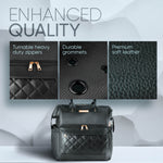 Black Yarn Storage Backpack for Knitting & Crocheting on the Go - Faux Leather Water - Resistant Bag with USB Port - CRAFTISS
