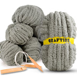 8 Rolls Chunky Chenille Yarn for Crocheting - Jumbo 7 Weight (27 yds, 8 oz Each Skein), Bulky Thick Crochet Knit Blanket Chunky Yarn for Hand Knitting with Giant Hook and Needles