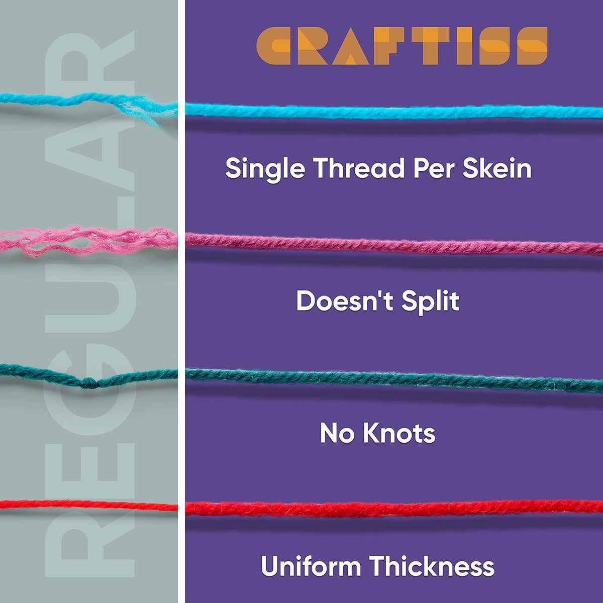 60*0.7 Oz Acrylic Yarn Skeins - 2600 Yards of Soft Yarn for Crocheting, Knitting and Craft Projects - CRAFTISS