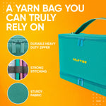 CRAFTISS Crochet Bag Yarn Storage - Christmas Gift - Durable Canvas Yarn Bag for Crochet Accessories - Organizer with Built-in Knitting Accessories Case