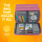 CRAFTISS Crochet Bag Yarn Storage - Christmas Gift - Durable Canvas Yarn Bag for Crochet Accessories - Organizer with Built-in Knitting Accessories Case