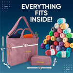 CRAFTISS Crochet Bag Yarn Storage - Christmas Gift - Durable Corduroy Yarn Bag for Crochet Accessories - Organizer with Knitting Accessories Case