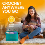 CRAFTISS Crochet Bag Yarn Storage - Christmas Gift - Durable Canvas Yarn Bag for Crochet Accessories - Organizer with Built-in Knitting Accessories Case