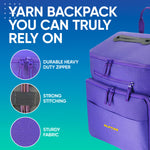 CRAFTISS Crochet Bag Yarn Storage - Christmas Gift - Durable Canvas Yarn Bag for Crochet Accessories – Backpack Organizer with Knitting Accessories Pockets and USB Cable