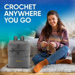 CRAFTISS Crochet Bag Yarn Storage - Christmas Gift - Durable Canvas Yarn Bag for Crochet Accessories – Backpack Organizer with Knitting Accessories Pockets and USB Cable