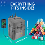 CRAFTISS Crochet Bag Yarn Storage - Christmas Gift - Durable Canvas Yarn Bag for Crochet Accessories – Backpack Organizer with Knitting Accessories Pockets and USB Cable