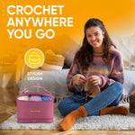 CRAFTISS Crochet Bag Yarn Storage - Christmas Gift - Durable Canvas Yarn Bag for Crochet Accessories - Organizer with Built-in Knitting Accessories Case