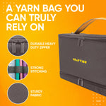 CRAFTISS Crochet Bag Yarn Storage - Christmas Gift - Durable Canvas Yarn Bag for Crochet Accessories - Organizer with Built-in Knitting Accessories Case