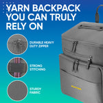 CRAFTISS Crochet Bag Yarn Storage - Christmas Gift - Durable Canvas Yarn Bag for Crochet Accessories – Backpack Organizer with Knitting Accessories Pockets and USB Cable