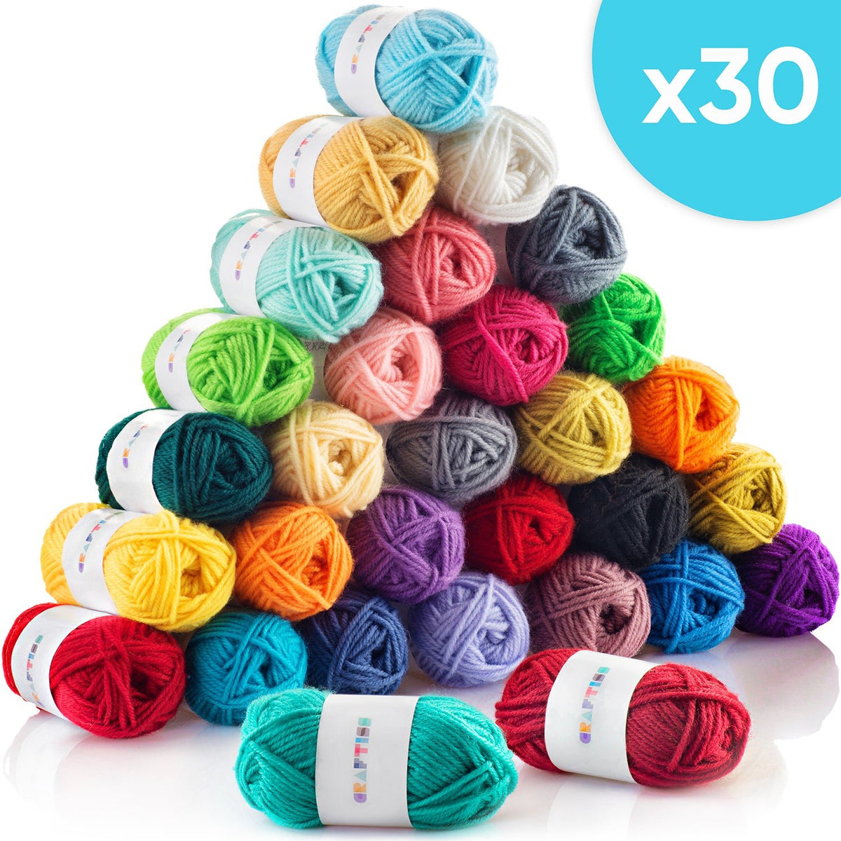 CRAFTISS Bundle: Yarn Storage Bag Organizer with 30 Mini Yarn Skeins for Crochet & Knitting - CRAFTISS