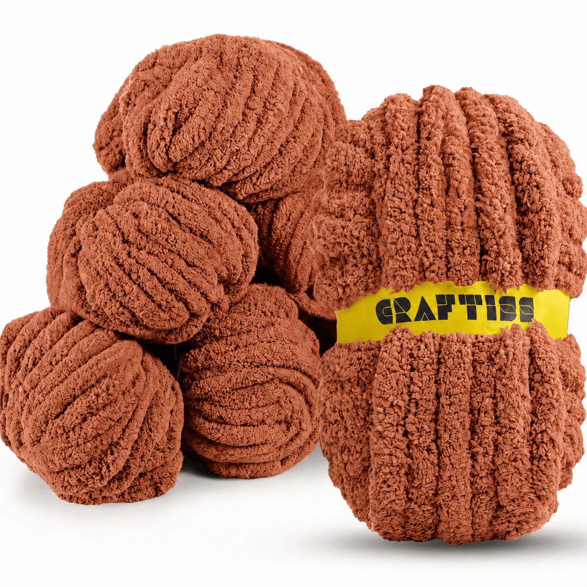 Chunky Chenille Yarn for Crocheting in Rolls - Jumbo 7 Weight (27 yds, 8 oz Each Skein), Bulky Thick Crochet Knit Blanket Chunky Yarn for Hand Knitting - CRAFTISS