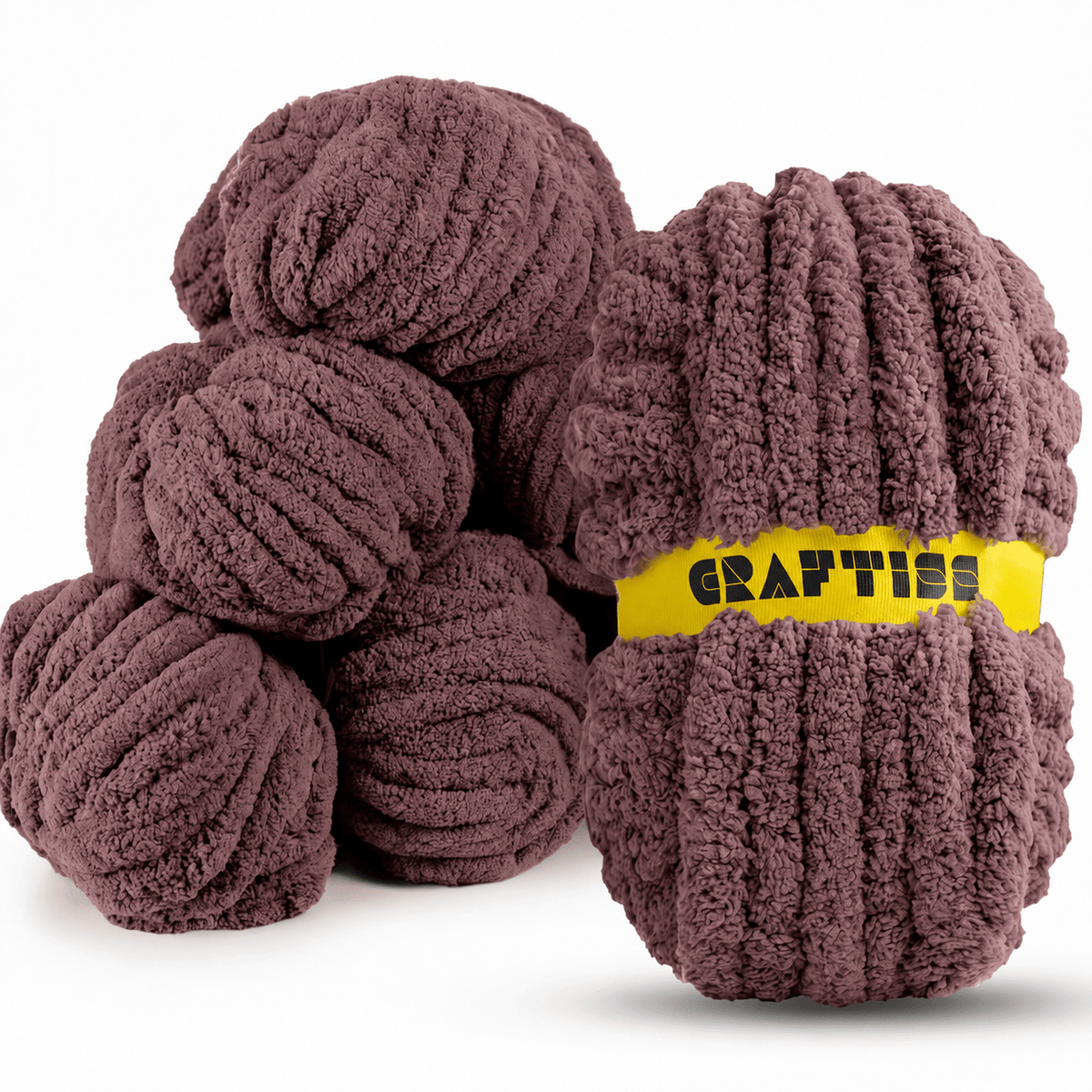 Chunky Chenille Yarn for Crocheting in Rolls - Jumbo 7 Weight (27 yds, 8 oz Each Skein), Bulky Thick Crochet Knit Blanket Chunky Yarn for Hand Knitting - CRAFTISS