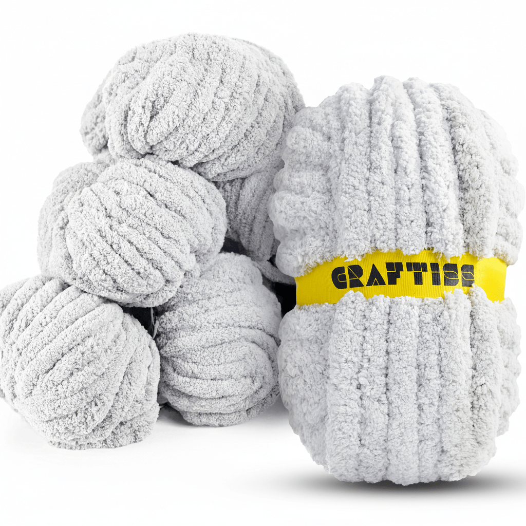 8 Rolls Chunky Chenille Yarn for Crocheting - Jumbo 7 Weight (27 yds, 8 oz Each Skein), Bulky Thick Crochet Knit Blanket Chunky Yarn for Hand Knitting - CRAFTISS