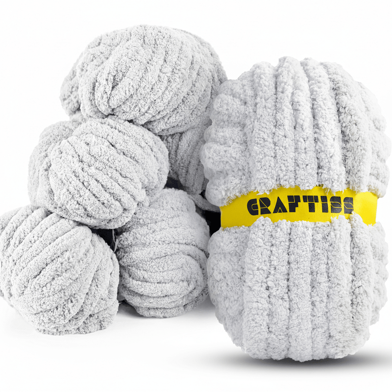 8 Rolls Chunky Chenille Yarn for Crocheting - Jumbo 7 Weight (27 yds, 8 oz Each Skein), Bulky Thick Crochet Knit Blanket Chunky Yarn for Hand Knitting - CRAFTISS