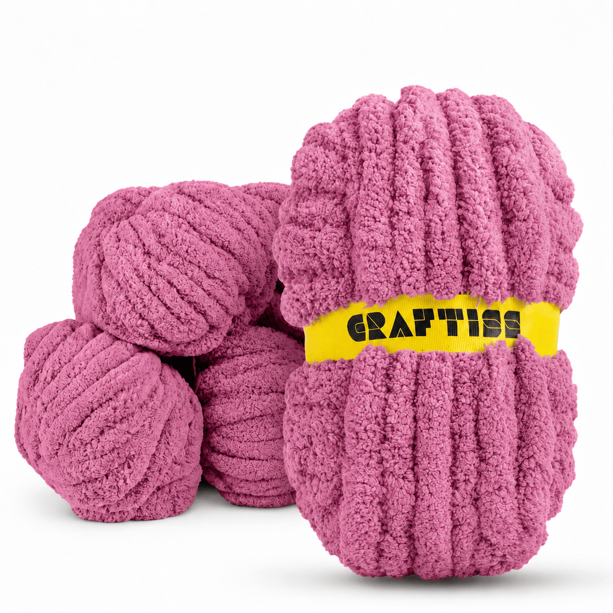 Chunky Chenille Yarn for Crocheting in Rolls - Jumbo 7 Weight (27 yds, 8 oz Each Skein), Bulky Thick Crochet Knit Blanket Chunky Yarn for Hand Knitting - CRAFTISS