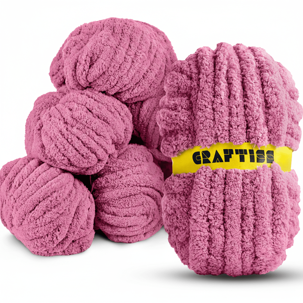8 Rolls Chunky Chenille Yarn for Crocheting - Jumbo 7 Weight (27 yds, 8 oz Each Skein), Bulky Thick Crochet Knit Blanket Chunky Yarn for Hand Knitting - CRAFTISS