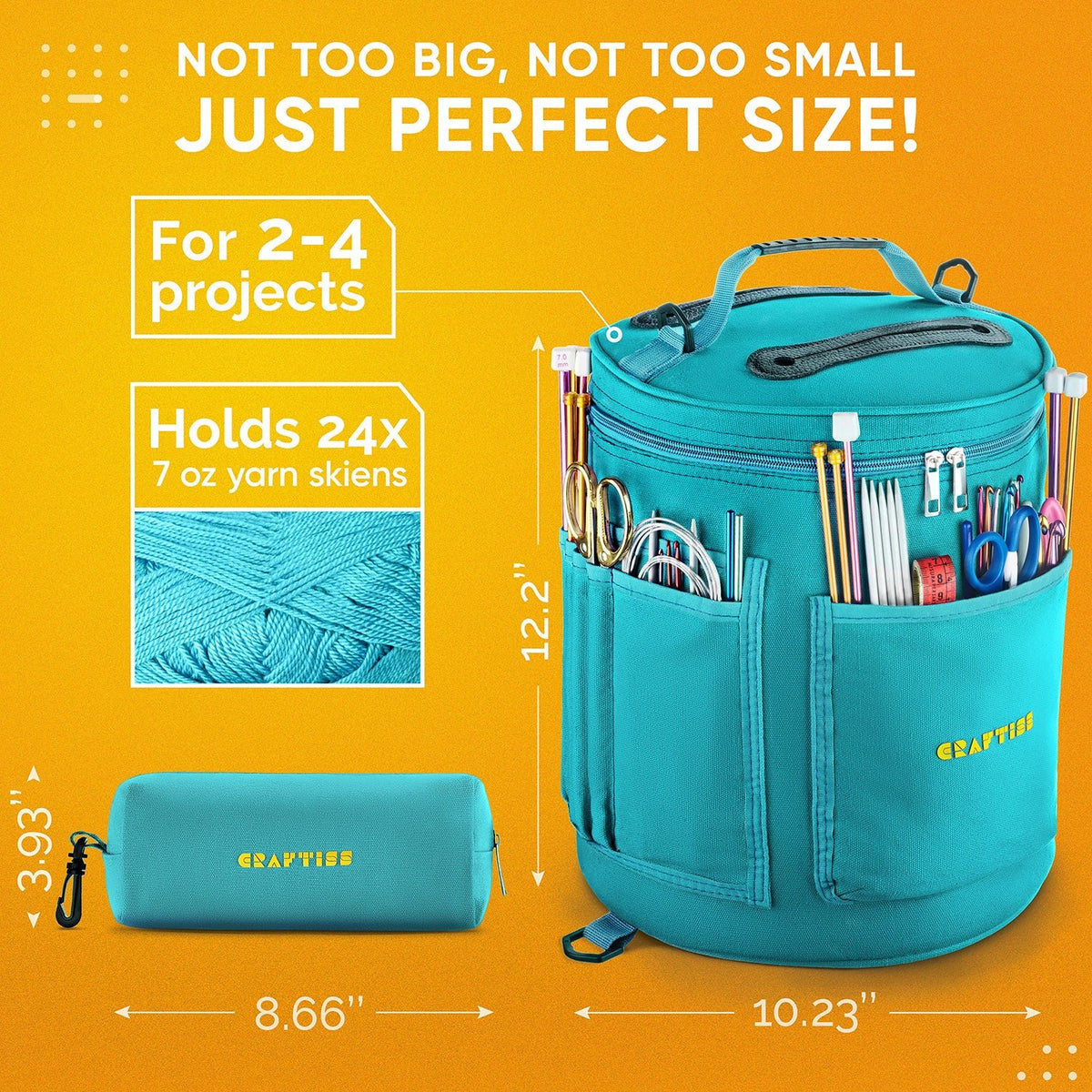 CRAFTISS Bundle: Yarn Storage Bag Organizer with 30 Mini Yarn Skeins for Crochet & Knitting - CRAFTISS