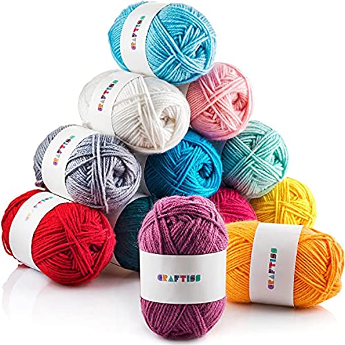12*50g Acrylic Yarn Skeins - 1300 Yards of Soft Yarn for Crocheting and Amigurumi