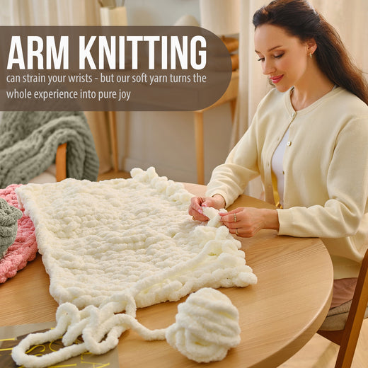 Arm knitting with chunky chenille yarn
