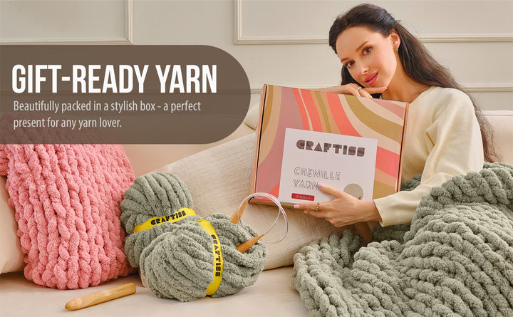 CRAFTISS 8-roll gift-ready chenille yarn box